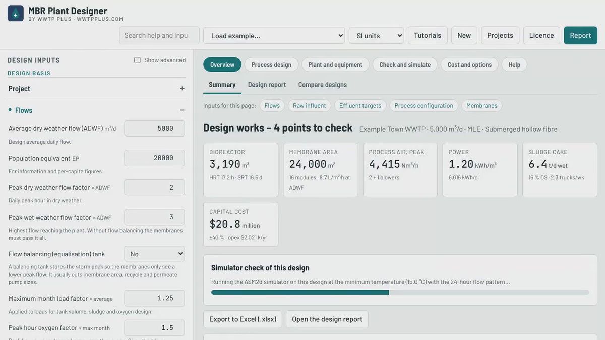 Narrated tutorial: your first MBR design in MBR Plant Designer